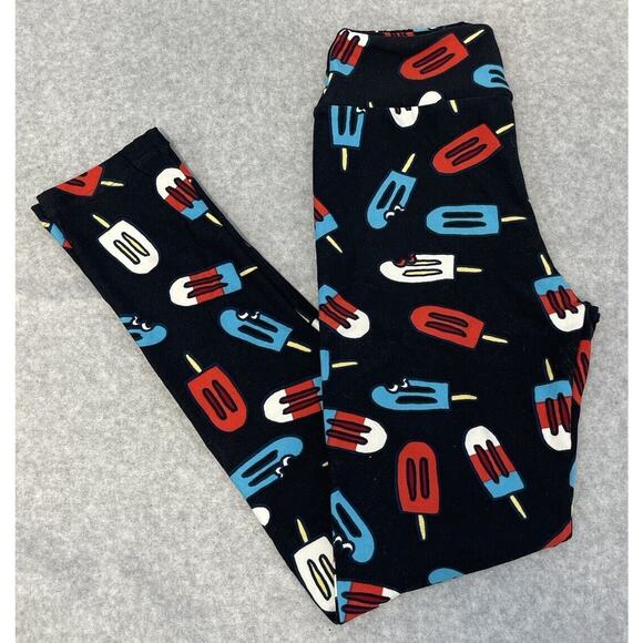LuLaRoe Red White Blue Popsicles 4th Of July Leggings - OS (2-10) - Picture 1 of 2